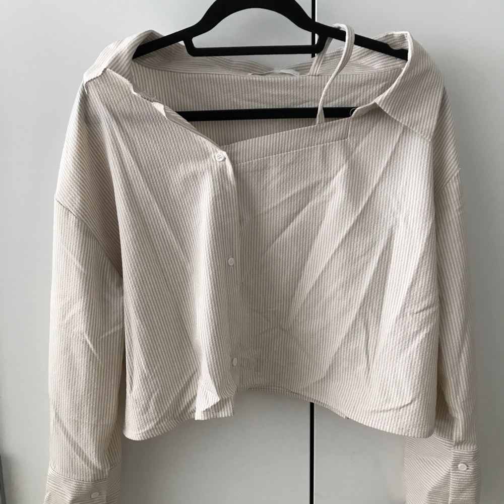 Oak and Fort Assymetrical Off the Shoulder Blouse